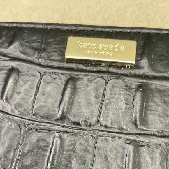 KATE SPADE Rialto Place Neda Black Croc Embossed Leather Zip Wallet/Clutch EUC - Picture 4 of 13